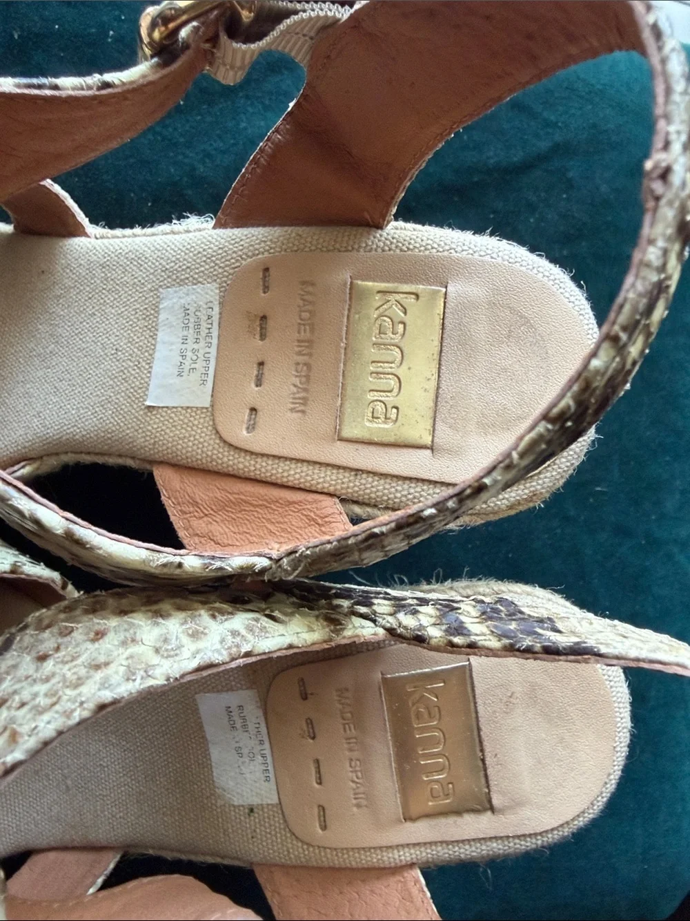 Kanna Beige Snake-Print Women’s Wedge Sandals